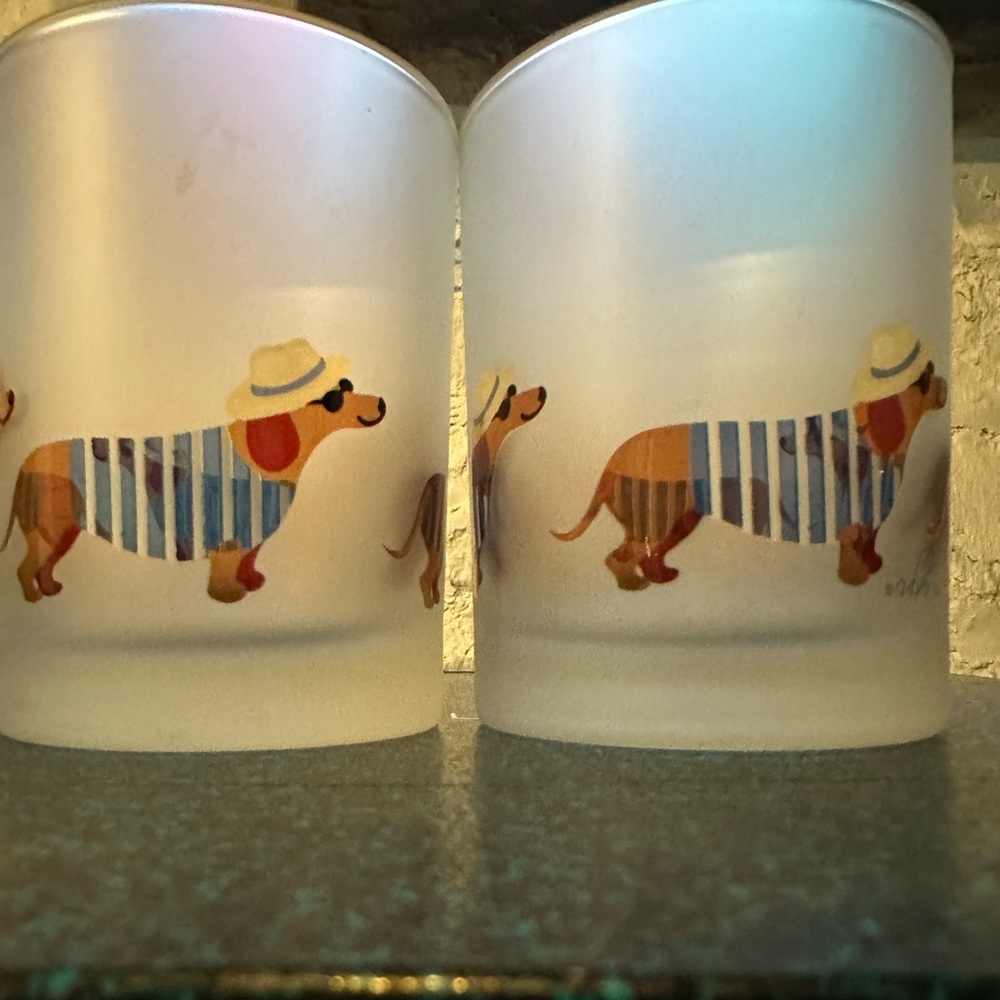 Vacation Dachshund frosted glass by Culver